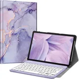 Fintie Tastatur Hülle für Samsung Galaxy Tab A9 Plus 11 Zoll 2023 Tablet SM-X210/X216/X218, Keyboard Cover mit Magnetisch Abnehmbarer Deutscher Bluetooth Tastatur, Lila Marmor