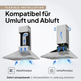 Levivo Dunstabzugshaube 60 cm Silber