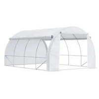 Gewächshaus Foliengewächshaus 3,97 X 3,02 X 2 M Mit Uv-schutz, Winddichtes Tomatenhaus Mit Seitentür Aus Stahl In Weiß  on-site