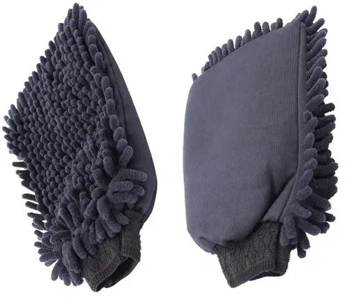 Autowaschhandschuhe Rasta 2in1 Mikrofaser schwarz mit 2 verschiedenen Seiten für unterschiedliche Zwecke