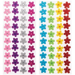Moosgummi-Aufkleber "Blumen mit Schmucksteinen" (pro Set 80) Bastelbedarf Verzierung & Dekorationen