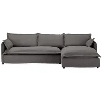 Livetastic Ecksofa, Grau, Textil, 3-Sitzer, Ottomane rechts, L-Form, 295x165 cm, Rücken echt, Wohnzimmer, Sofas & Couches, Wohnlandschaften, Ecksofas