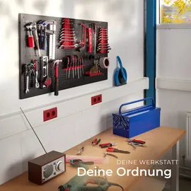 Tectake tectake® Werkzeuglochwand dreiteilig, aus Stahl 120 x 3 x 60 cm