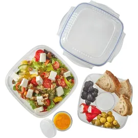 Lock & Lock LocknLock TO GO Salatbox to go mit 2 Fächern und Dressingbehälter 1,6 L