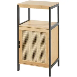 [en.casa] Tervola Badschrank 40 x 80 x 35 cm Schwarz/Bambus
