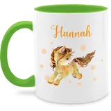 Tasse Tassen 325ml - Einhorn Unicorn mit Namen - 325 ml - Hellgrün - name personalisierte personlisierte einhörnern mädchen wunschname und einhorntassen geschenke sachen eigenem einem