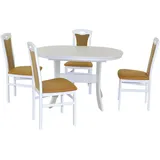 HOFMANN LIVING AND MORE Essgruppe »5tlg. Tischgruppe«, (Spar-Set, 5 tlg 5tlg. Tischgruppe), weiß + gelb, + weiß, , 88644834-0 B/H/T: 45 cm x 95 cm x 48 cm,