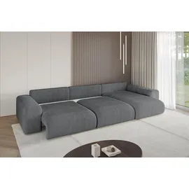 altdecor Ecksofa Cord mit Schlaffunktion 2-Sitzer Dunkelgrau