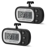 AiQlnu 2 Stück Digitale Kühlschrank Thermometer, Magnetische Gefrierschrank Thermometer, Küchenthermometer mit Haken, Leicht ablesbares LCD-Display, für Zuhause, Restaurants, Bars, Cafés