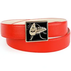 Ledergürtel ANTHONI CROWN, Damen, Gr. 100, rot, Leder, unifarben, Gürtel, mit handgefertigter Glasur-Schließe, Bicolor-Optik
