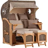 Mr. Deko Strandkorb Düne Bullauge Teak PE Grey Dessin 510