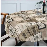 ANRO Tischdecke Stoff Digitalprint Tischtuch EasyClean ACRYL Beschichtet Tischwäsche (Einzelstück 1-tlg), auch als Gartentischdecke - ACRYL Beschichtet beige Oval | 140 cm x 280 cm