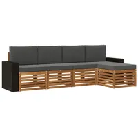 vidaXL Outdoor-Sofagarnitur 5-tlg. Natur/Anthrazit