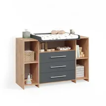 livinity® Wickelkommode Torino, Anthrazit/Sonoma, XL mit Schubladen