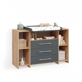 livinity® Wickelkommode Torino, Anthrazit/Sonoma, XL mit Schubladen