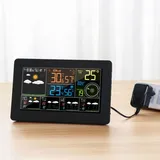 mobileputer Multifunktionale Farb-WLAN-Wetterstation, APP-Steuerung, intelligenter Wettermonitor, Innen- und Außentemperatur, Luftfeuchtigkeit, Luftdruck,