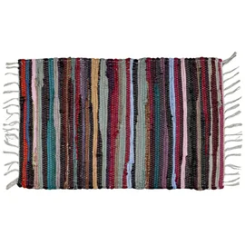 Marrakesch Orient & Mediterran Interior Callum Bunt Teppich 90×50cm | Boho-Vorleger aus recycelter Baumwolle