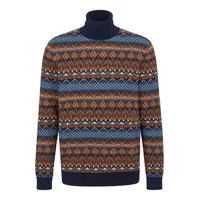 Bugatti Rollkragenpullover, mit Multicolor-Muster, Gr. XXL, braun, , 54725055-XXL