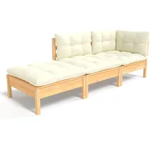 vidaXL Garten-Lounge-Set 3-tlg. creme Kiefer