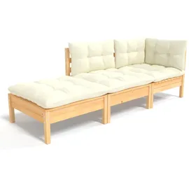 vidaXL Garten-Lounge-Set 3-tlg. creme Kiefer