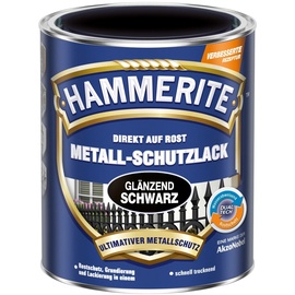 Hammerite Metall-Schutzlack Glänzend Schwarz 0,25 l