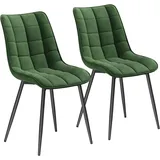 Woltu Esszimmerstühle 2er Set Küchenstuhl Polsterstuhl mit Rückenlehne, Sitzfläche aus Samt, Metallbeine, Dunkelgrün