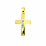 Kettenanhänger ADELIA ́S "Kreuzanhänger 333 Gold ( 8K ) mit Zirkonia", gold, Schmuckanhänger, Damen, mit Zirkonia, Gold, Kettenanhänger, Goldanhänger Kreuz