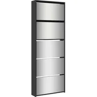 VidaXL Schuhschrank mit Spiegel 5 Fächer Schwarz 63x17x169,5 cm