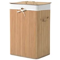 Homcom Wäschekorb mit Deckel 72L Natur 40 x 30 x 60 cm
