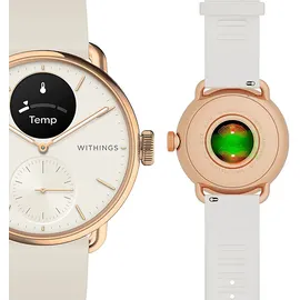 Withings ScanWatch 2 38 mm perl weiß/rosegold, Sport Fluorelastomer-Armband weiß/rosegold