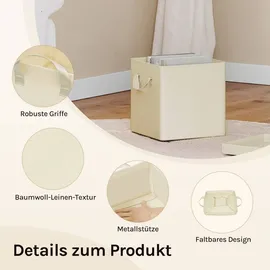 Woltu Faltbare Aufbewahrungsbox 27 x 27 x 27 cm 3-tlg. Creme