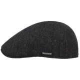 Stetson Texas Wool Herringbone Cap Flatcap Schirmmütze Mütze Gatsbymütze Wollcap Herren - Wintercap mit Schirm, Futter Winter Herbst-Winter - S (54-55 cm) schwarz-grau - S