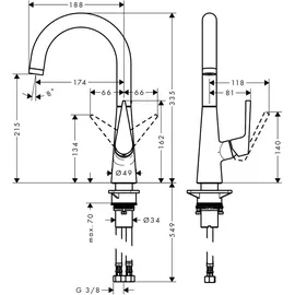 Hansgrohe Talis M51 220 1jet chrom 72814000