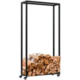 CLP Kaminholzregal Hilta Metall 80 x 25 x 150 cm schwarz