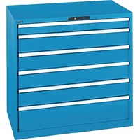 Schubladenschrank H1000xB1023xT725mm blau 1x100,4x150,1x200mm Vollauszug,KeyLock