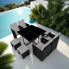 Tectake Bilbao Set 9-tlg. schwarz/grau