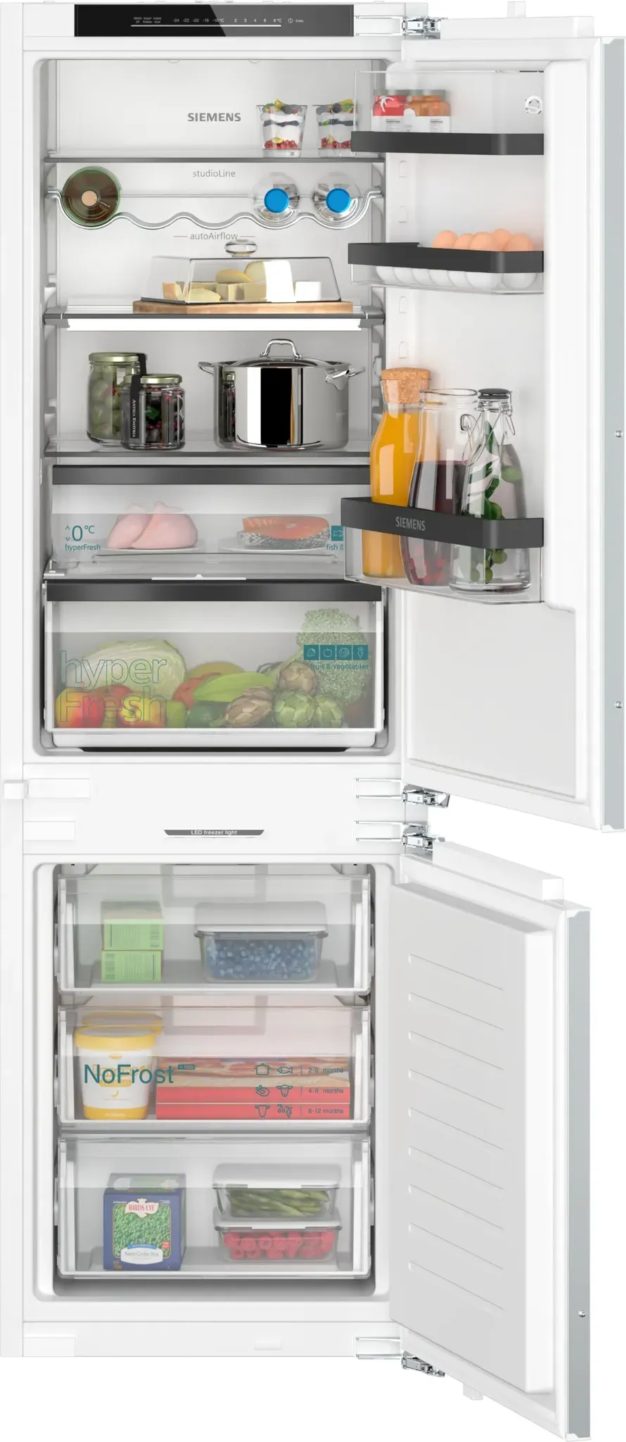 Siemens KI86NSDC0 iQ500, Einbau-Kühl-Gefrier-Kombination mit Gefrierbereich unten, 177.2 x 55.8 cm, Flachscharnier mit Softeinzug - StudioLine