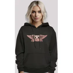 Kapuzenpullover F4NT4STIC "Aerosmith Rock Band Logo", Damen, Gr. XS, schwarz, Obermaterial: 65% Baumwolle, 35% Polyester, casual, relaxed fit, Langarm, Pullover, Premium Qualität, Rock-Musik, Band
