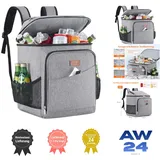 Kühltasche 32l 34 Dosen, isolierter Kühlrucksack, grau, große auslaufsichere
