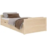 vidaXL Massivholzbett 90 x 200 cm Braun
