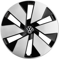 Volkswagen 10A071458BWZG Radkappen (4 Stück) Radzierblenden 18 Zoll Stahlfelgen Radblenden Bicolor, schwarz/Silber
