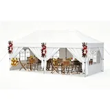 COSTWAY Faltpavillon, 3x6 m Gartenpavillon mit 4 Seitenwänden, Pop-Up Pavillon