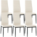 CLP 6er Set Esszimmerstühle Mayfair Kunstleder creme