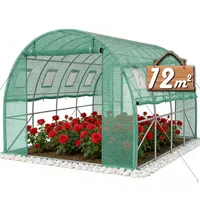 YRHome 3x4x2m Gartengewächshäuser mit Tür & Aufrollbare Fenster Foliengewächshaus mit Stahlfundament aus verzinktem Stahl Tomatenhaus Winterfest Folienzelt Treibhaus Pflanztunnel UV-Schutz für Gemüse