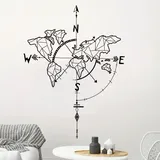 OEM Weltkarten-wandtattoos Mit Nautischem Kompass – Wanddekoration Für Wohnzimmer, Schlafzimmer Und Büro