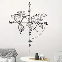OEM Weltkarten-wandtattoos Mit Nautischem Kompass – Wanddekoration Für Wohnzimmer, Schlafzimmer Und Büro