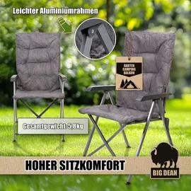 BigDean Campingstuhl Bequemer Grau
