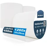 HASKYY Papierhandtuch Papierhandtuch 3x Putztuchrollen 2-lagig Weiß 1260 Blatt Putzpapier Ro