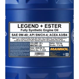 Mannol Legend+Ester 0W-40 7901 20 l