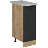 Vicco Apothekerschrank R-Line, Anthrazit Landhaus/Goldkraft Eiche, 30 cm AP Marmor